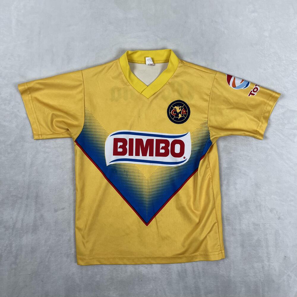 VTG Club America Jersey Shirt Boys 10 Yellow Soccer Futbol Mexico Bimbo Corona